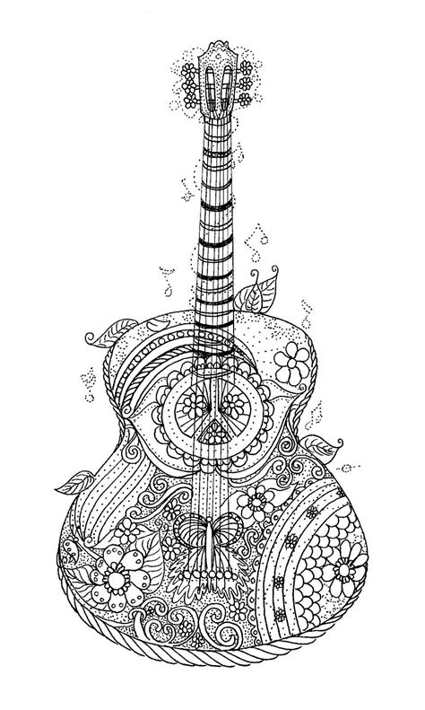 hippy guitar coloring page  coloring coloring pages  print