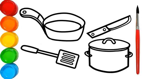 cooking utensils  children kitchen utensils coloring pages