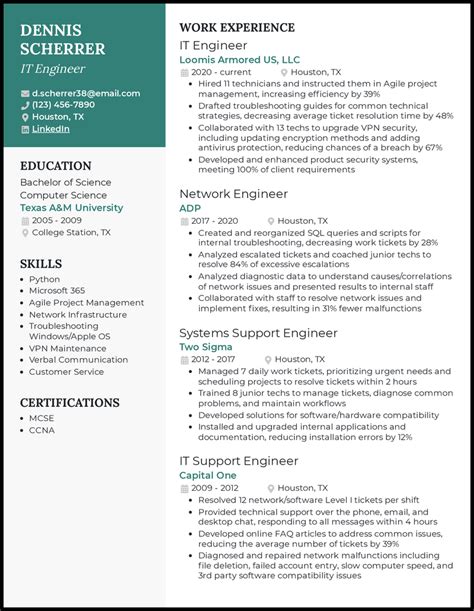 information technology  resume examples