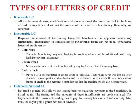 irrevocable letter  credit sample master  template document