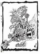 Rockabilly Tattoo Punk Ratrod Monster Coloring Book sketch template