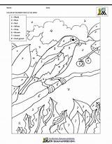 Number Color Bird Worksheets Pages Mistletoe Math sketch template