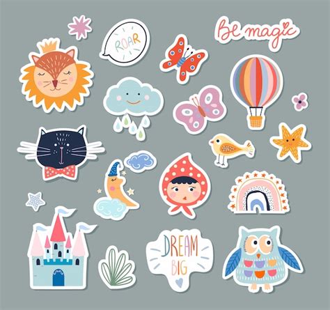 premium vector kids stickers collection   cute elements