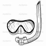 Snorkeling Scuba Presa Navigante Attrezzo Usando Snorkel Goggles Doodle Swimmer Masks Dive sketch template