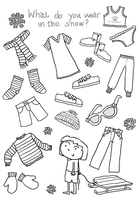 images  clothes  children worksheets winter clothes
