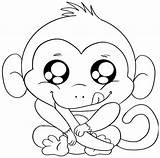 Coloring Cute Pages Monkey Baby Printable Cartoon Things Color Animal Adults Print Chimp Drawings Animals Monkeys Getcolorings Collection Clipart Sheets sketch template