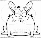 Chubby Rabbit Cartoon Drunk Clipart Cory Thoman Mad Bored Outlined Coloring Vector Royalty Clipartof sketch template