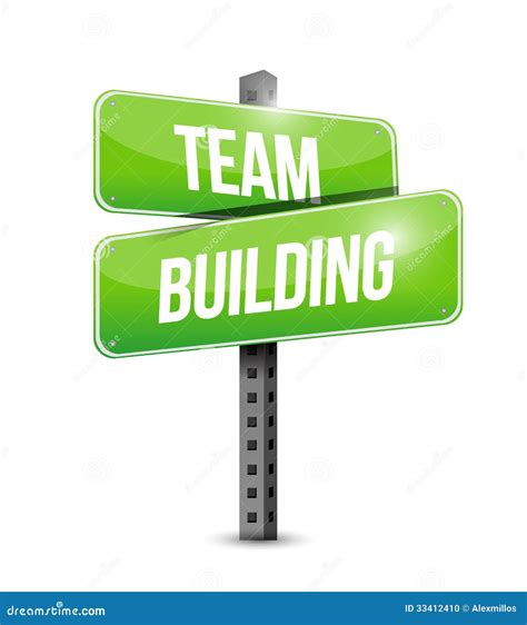 team building road sign illustration design stock photo image