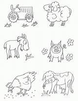 Coloring Sheep Cow Pig Goat Chicken Farm Animals Tractor sketch template