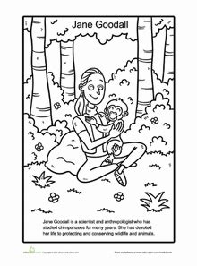 jane goodall coloring page   lynn margulis dian fossey jane