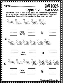 kindergarten envision math topic 8 by keepin up with the kinders