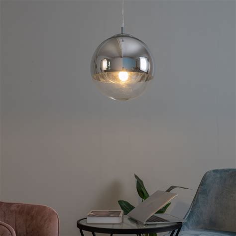 hanglamp design bol chroomtransparant glas globe