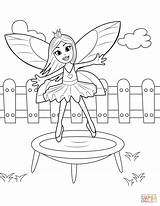 Coloring Trampoline Jumping Fairy Pages Printable Template sketch template