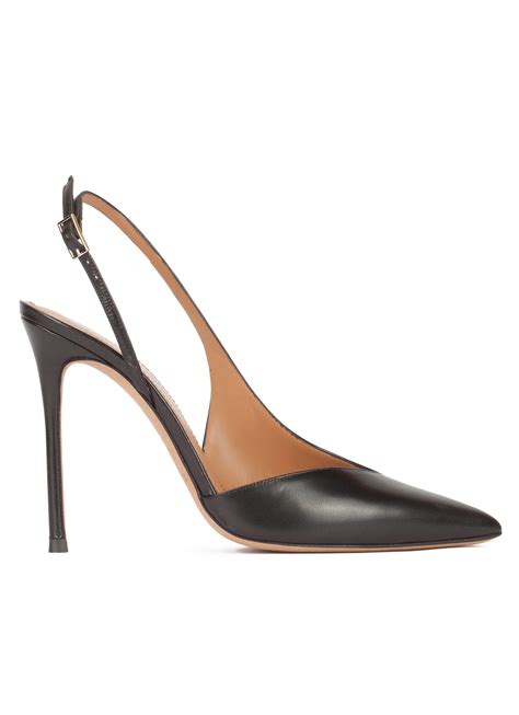 black leather asymmetric heeled slingback pumps pura lopez