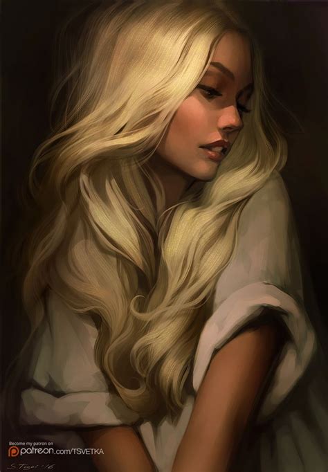 golden hair digital art girl art girl portrait