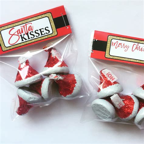 printable christmas tag santa kisses christmas goodybag instant