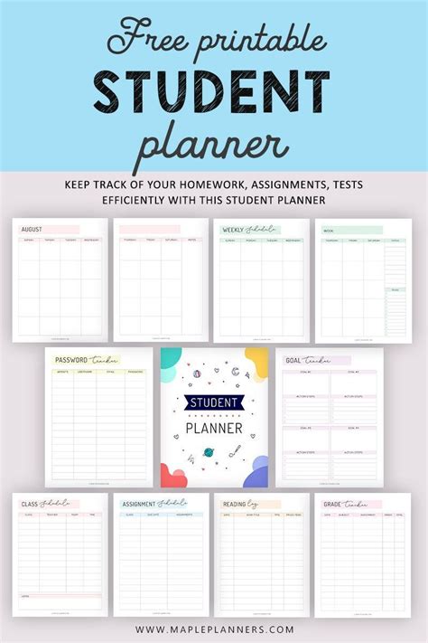 printable student planner  track  school activities