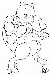 Mewtwo Lineart sketch template