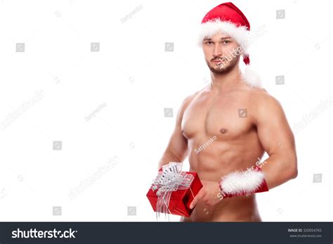 Image Of Sexy Man Wearing Santa Claus Costume Isolated On