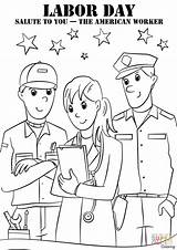Labor Coloring Pages Drawing Worker Printable Kids Happy Salute American Getdrawings sketch template