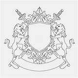 Lions Crest Swords Two Template Escudo Wappen Leones Vorlage Espadas Heraldry Shields Crests sketch template