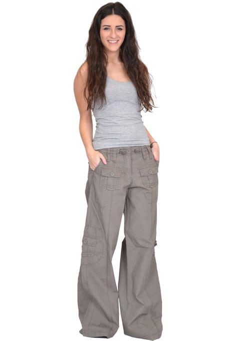 ladies womens baggy wide leg loose lightweight combat trousers