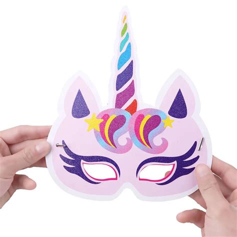 pcspack rainbow unicorn paper masks kids birthday unicorn party