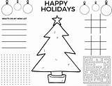 Christmas Printable Coloring Pages Placemats Pdf Activity Sheets Cute Tree Easy sketch template