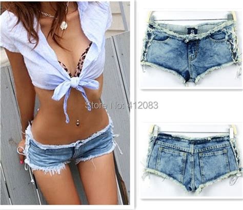 2014 Sidepiece Bandage Ultra Low Waisted Sex Novelty Short Jeans Sexy
