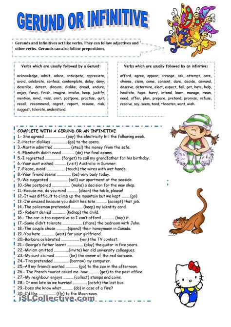 gerunds exercises worksheets    qstionco