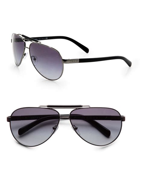 lyst prada outdoorsman aviator sunglasses in metallic for men