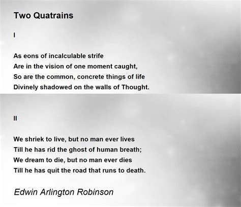 quatrains poem  edwin arlington robinson poem hunter