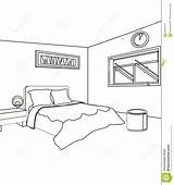 Coloring Room Bed Bedroom Interior Kids Template Preview Illustration sketch template