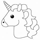 Unicorn Coloring Head Simple Printable Pages Color Kids Christmas Emoji Description sketch template
