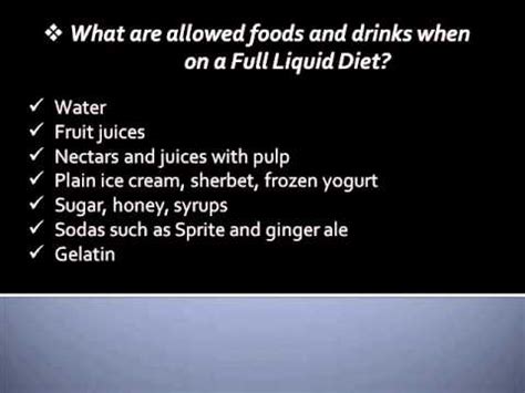 full liquid diets foods allowed    avoided youtube
