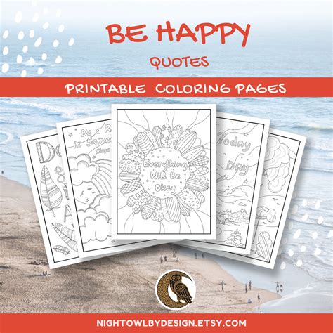 happy quotes coloring pages  adults teens digital etsy
