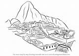 Machu Picchu Draw Drawing Step Drawings Wonders Easy Line Drawingtutorials101 Tutorial sketch template