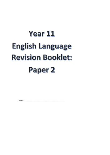 edexcel gcse english language revision booklet paper  teaching