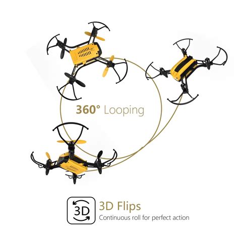 yellow  black remote controlled flying devices   words  looping