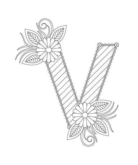 alphabet coloring page  floral style abc coloring page letter