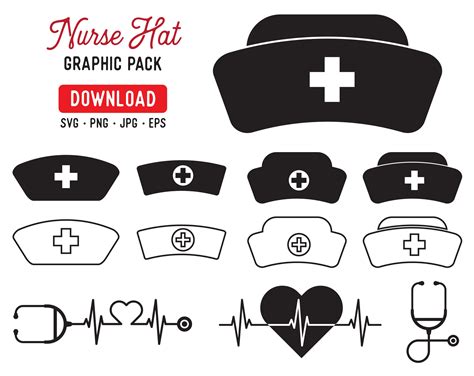 nurse hat nursing medical instant digital  svg png dxf