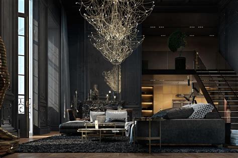 luxurious black  gold interior apartment design  iryna dzhemesiuk vitaliy yurov