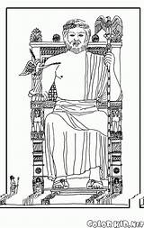 Zeus Estatua Kolorowanka Artemide Tempio Zeusa Statua Colorkid Coloso Weltwunder Posąg Piramidi Babylon Rodas Merveilles Maravillas Piramidy Egipskie Rhodos Koloss sketch template