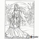 Coloring Gothic Pages Adult Adults Printable Witch Fantasy Halloween Print Fairy Color Getdrawings Detailed Getcolorings Choose Board Colorings Notebook sketch template