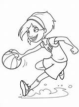 Basketball Coloring Player Pages Girl Playing Girls Cliparts Colouring Players Court Plays Hoop Nba Drawing Silhouette Printable Color Print Flute sketch template