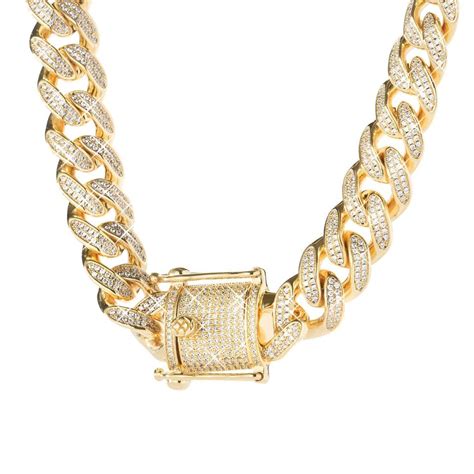 18k Yellow Gold 12mm Iced Out Cuban Link Chain Diamond Necklace Tradesy