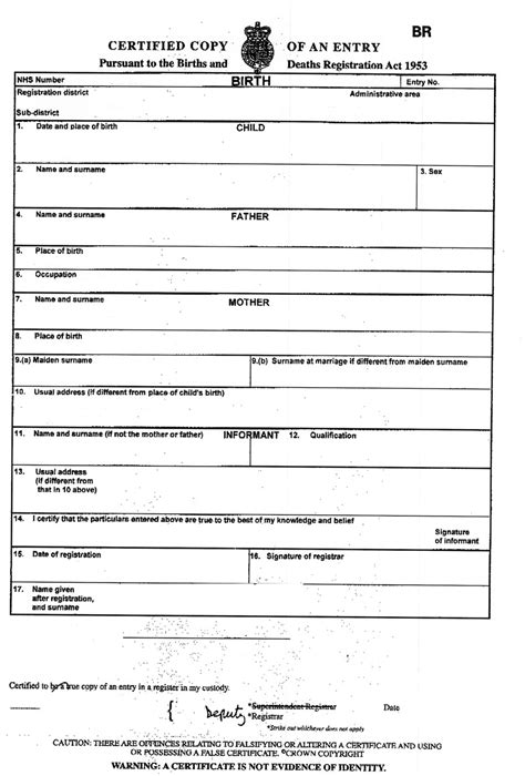 birth certificate uk certificates templates