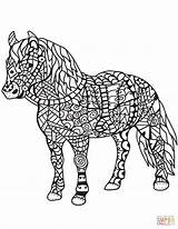 Coloring Pages Horse Zentangle Pony Adults sketch template