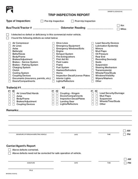fill   cdl pre trip inspection form vehicle inspection inspection checklist trip