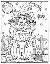 Coloring Pages Hocus Pocus Halloween Witch Printable Adults Book Witches Whimsical Adult Fun Colouring Color Etsy Cute Sheets Vintage Aesthetic sketch template